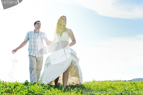 Image of happy bride and groon outdoor