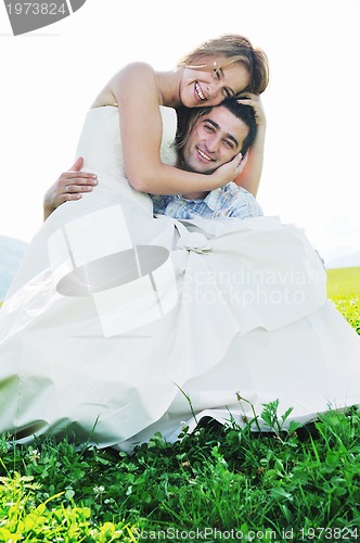 Image of happy bride and groon outdoor