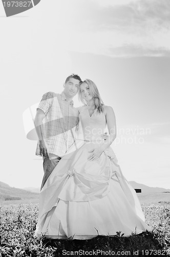 Image of happy bride and groon outdoor