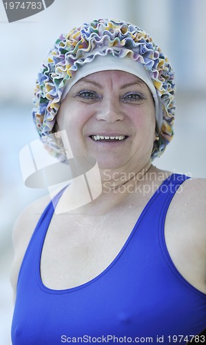 Image of senior woman at swimming pool