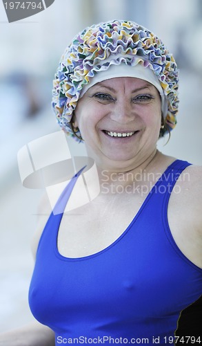 Image of senior woman at swimming pool