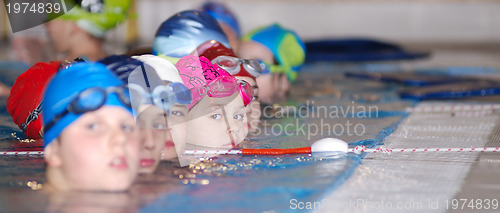 Image of .childrens in serie at swimming pool 