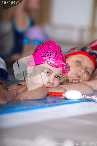 Image of .childrens in serie at swimming pool 