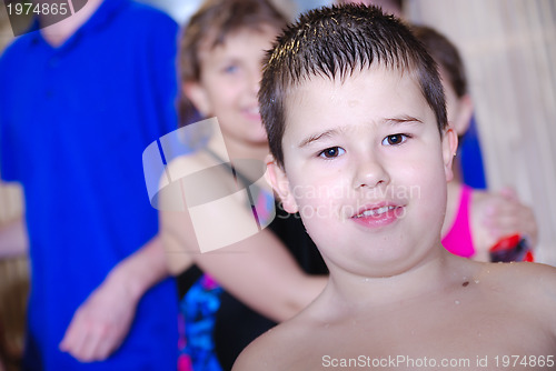 Image of .smilling cute child at swimming pool