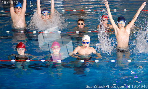 Image of .childrens having fun in a swimming pool