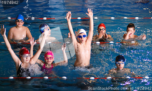 Image of .childrens having fun in a swimming pool