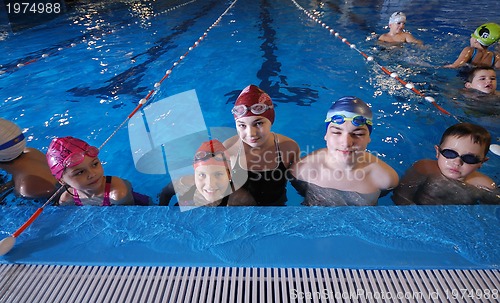 Image of .childrens in serie at swimming pool 
