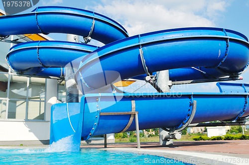 Image of water slide fun on outdoor pool