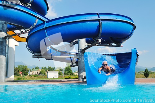 Image of water slide fun on outdoor pool