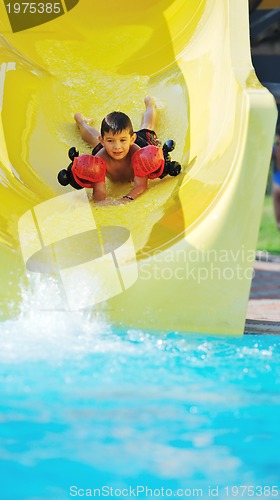 Image of water slide fun on outdoor pool