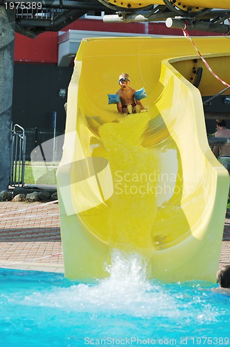 Image of water slide fun on outdoor pool