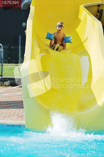 Image of water slide fun on outdoor pool