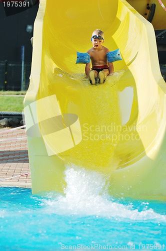 Image of water slide fun on outdoor pool