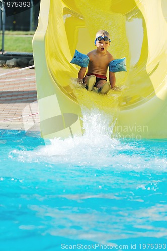 Image of water slide fun on outdoor pool