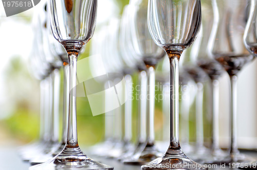 Image of Empty very elegant wine glasses 