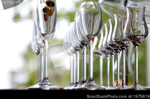 Image of Empty very elegant wine glasses 