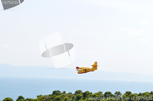 Image of Airplane on sea taking water