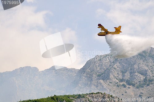 Image of Airplane droping water on fire 