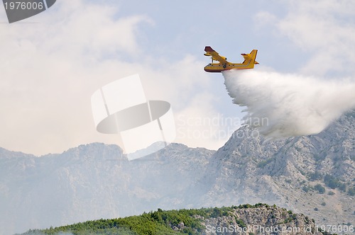 Image of Airplane droping water on fire 