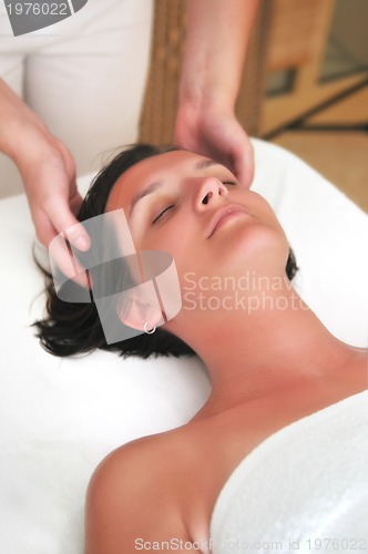 Image of beautiful woman have massage at spa and wellness center