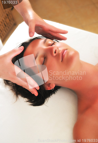 Image of beautiful woman have massage at spa and wellness center