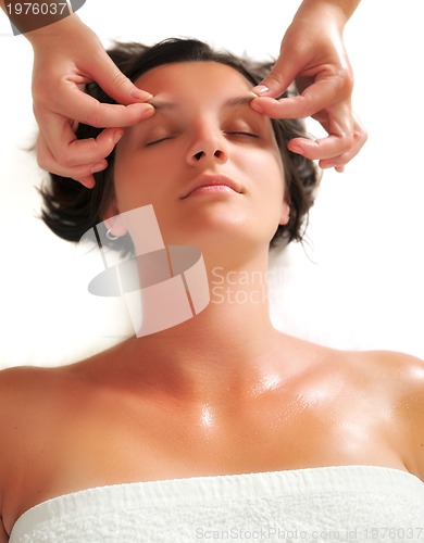 Image of beautiful woman have massage at spa and wellness center