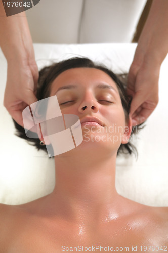 Image of beautiful woman have massage at spa and wellness center