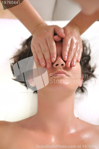 Image of beautiful woman have massage at spa and wellness center