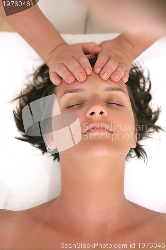 Image of beautiful woman have massage at spa and wellness center