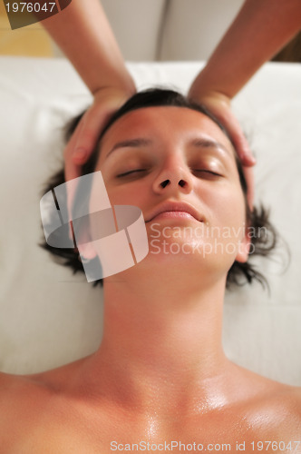 Image of beautiful woman have massage at spa and wellness center