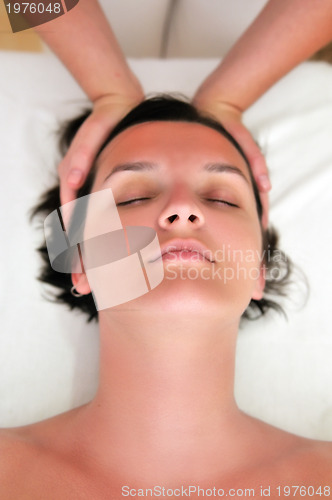 Image of beautiful woman have massage at spa and wellness center