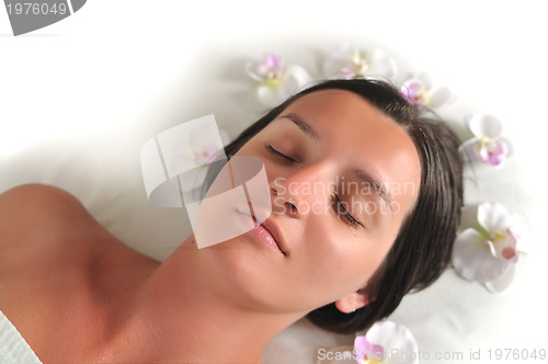 Image of beautiful woman have massage at spa and wellness center