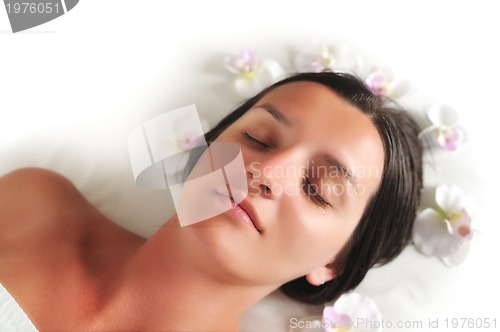 Image of beautiful woman have massage at spa and wellness center