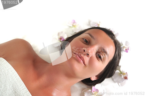 Image of beautiful woman have massage at spa and wellness center