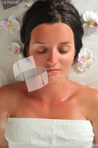 Image of beautiful woman have massage at spa and wellness center