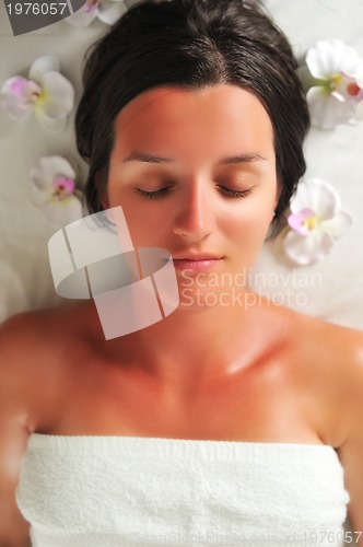 Image of beautiful woman have massage at spa and wellness center