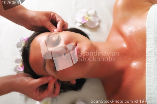 Image of beautiful woman have massage at spa and wellness center