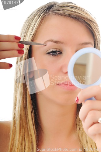 Image of woman isolated eye brow beauty treatment