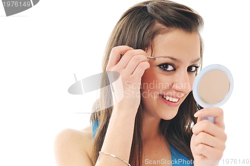 Image of woman isolated eye brow beauty treatment