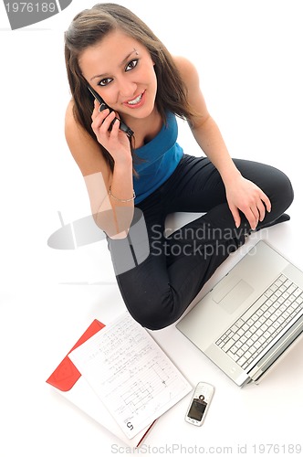 Image of young girl work on laptop