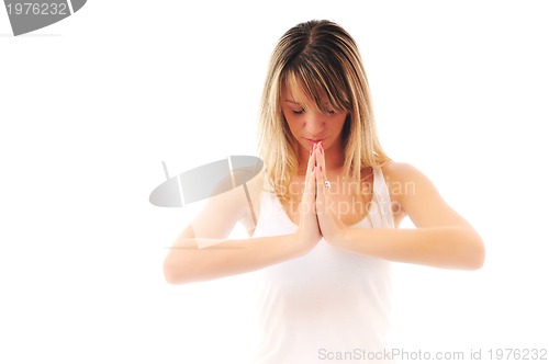 Image of yoga woman isolated on white