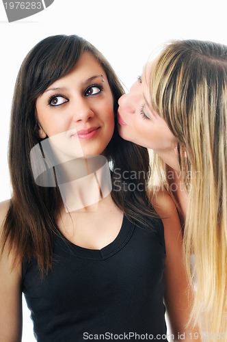 Image of two young girls isolated on white