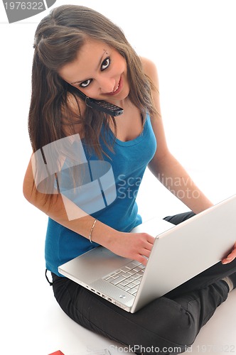 Image of young girl work on laptop