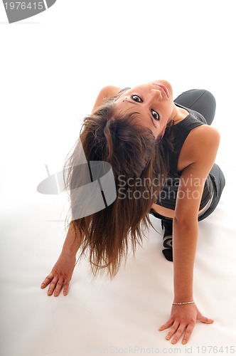 Image of party woman isolated with wind in hair