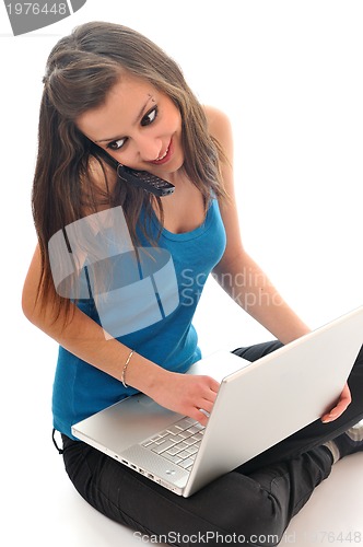 Image of young girl work on laptop