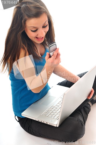 Image of young girl work on laptop