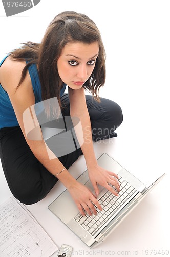 Image of young girl work on laptop