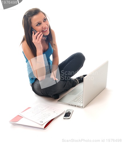 Image of young girl work on laptop