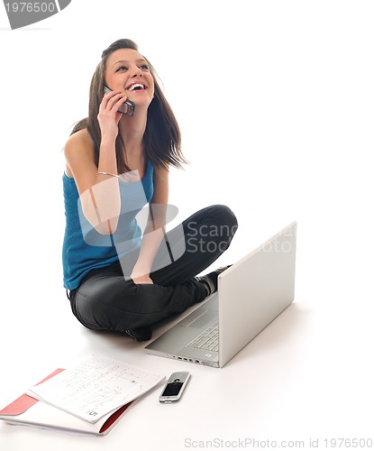 Image of young girl work on laptop