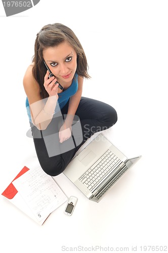 Image of young girl work on laptop